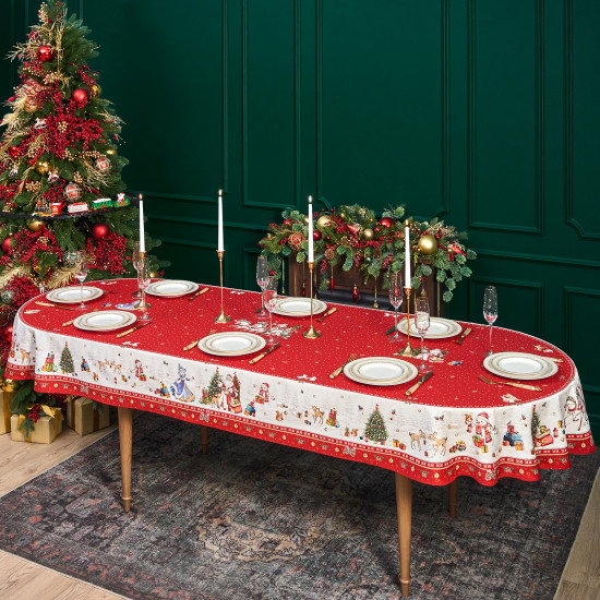 Скатерть водоотталкивающая овальная «С Новым годом!»