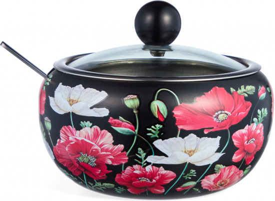 Сахарница с крышкой и ложкой «Маки»