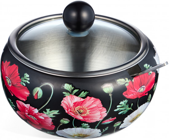 Сахарница с крышкой и ложкой «Маки»