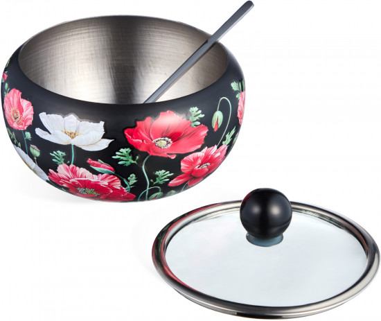 Сахарница с крышкой и ложкой «Маки»