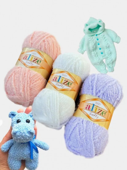 Набор пряжи для вязания «Softy», цвет 119 серое небо