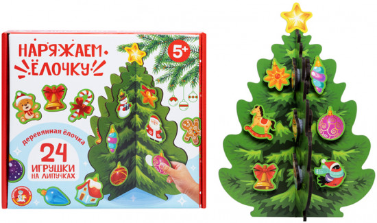 Игра развивающая деревянная на липучках «Наряжаем ёлочку»