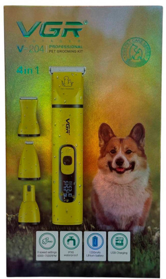 Машинка для стрижки домашних животных 4 в 1 VGR V-204