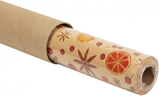 Бумага упаковочная крафт «Апельсин и корица»