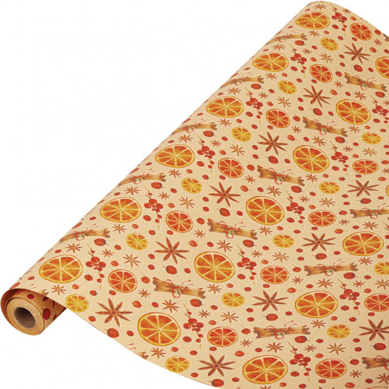 Бумага упаковочная крафт «Апельсин и корица»