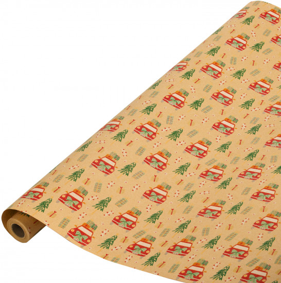 Бумага упаковочная крафт «XMAS Car»