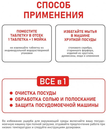 Таблетки для посудомоечных машин «Все в 1»