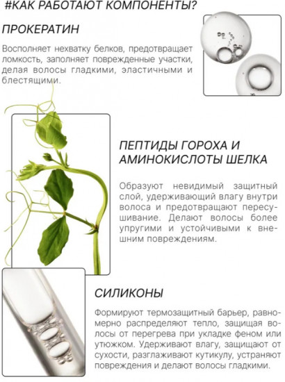 Термозащитный спрей 21 в 1 для волос с прокератином и пептидами