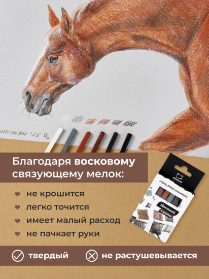 Набор прессованного цветного угля для рисования