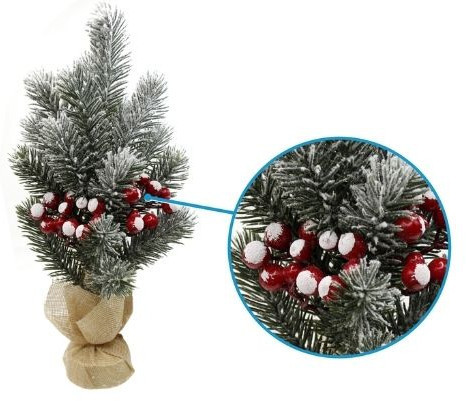 Ель новогодняя настольная заснеженная с ягодами