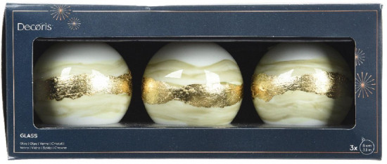 Набор шаров ёлочных с золотистой линией