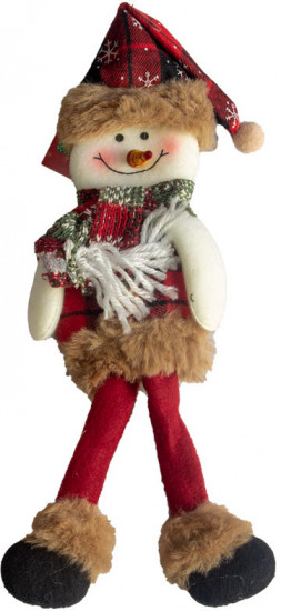 Новогоднее украшение «Снеговик в клетчатом костюме»