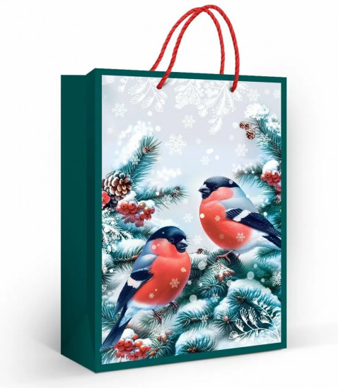 Пакет подарочный «Снегири»