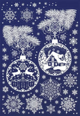 Наклейки «Снежинки и новогодние игрушки» - Фото 1
