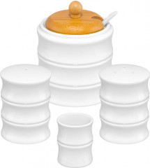 Набор для специй с сахарницей и вазой для зубочисток на подставке с ручкой «Бамбук» - Фото 3