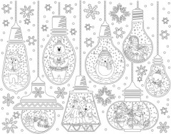 Новогоднее украшение для окон с серебряным глиттером и раскраской «Новогодние лампочки» - Фото 1