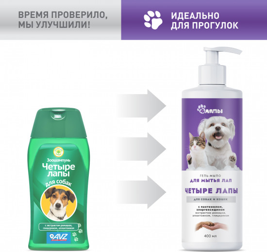 Гель-мыло для лап собак и кошек «Четыре лапы»