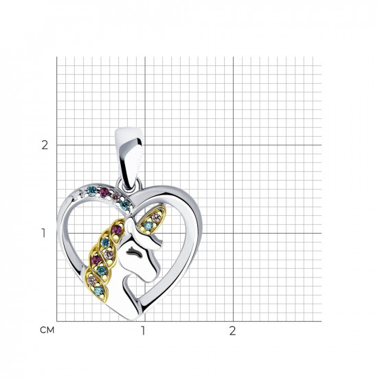 Подвеска из серебра с фианитами и эмалью