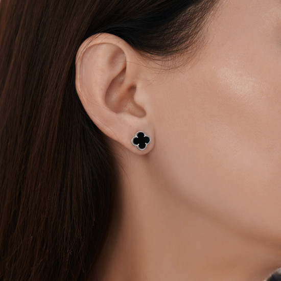 Серьги-пусеты из серебра с ониксами