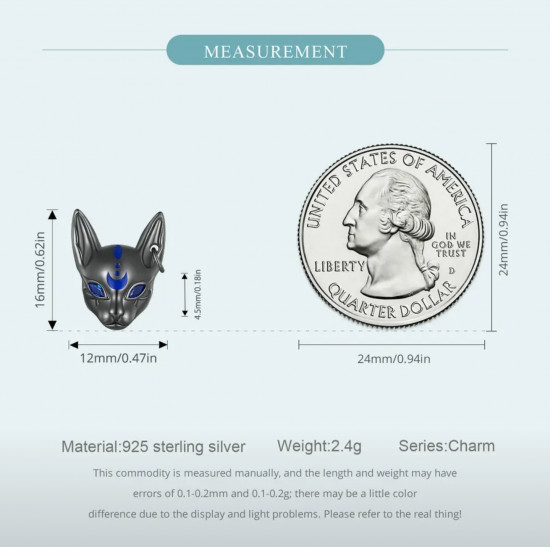 Шарм из серебра «Черный кот»