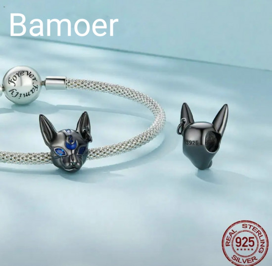 Шарм из серебра «Черный кот»