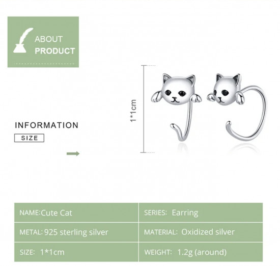 Серьги из серебра «Silver cat»