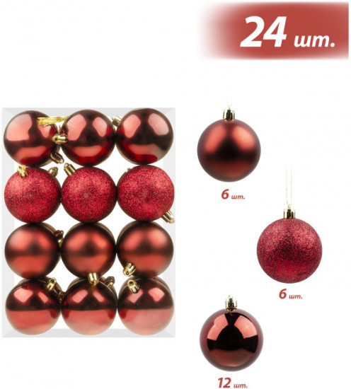 Набор шаров ёлочных «Красный страстный»