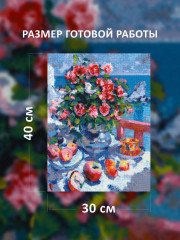 Набор для вышивания по мотивам картины К. Коровина «Яблоки и розы» - Фото 4