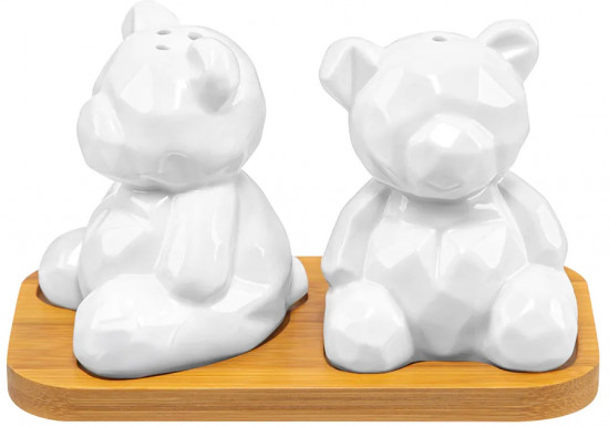 Набор для специй на деревянной подставке «Мишки»