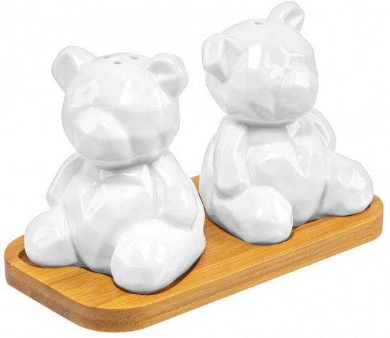 Набор для специй на деревянной подставке «Мишки»