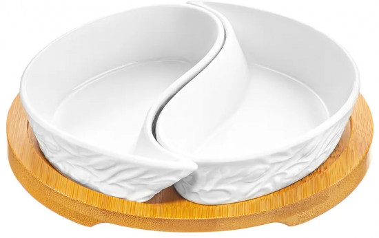 Тарелка под оливки на деревянной подставке «Инь-Янь. Тюльпаны»