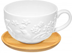 Чашка для капучино и кофе латте на бамбуковой подставке «Птички на ветке» - Фото 2