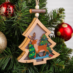 Декор с подсветкой «Елочка с оленем» - Фото 1