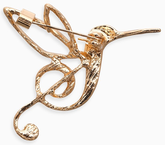 Брошь «Колибри. Скрипичный ключ»