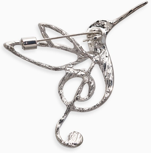 Брошь «Колибри. Скрипичный ключ»