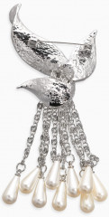 Брошь «Птица с жемчужным хвостом» - Фото 1