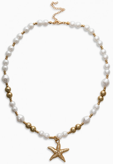 Кулон на жемчужных бусах «Морская звезда»