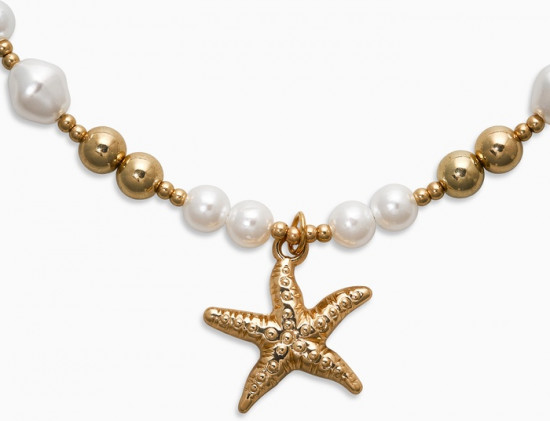 Кулон на жемчужных бусах «Морская звезда»