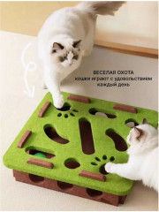 Игрушка для кошек и котят из войлока с шариками-погремушками «Зеленый лабиринт» - Фото 4