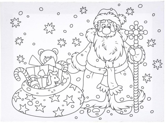 Роспись по холсту «Новый год. Дед Мороз»