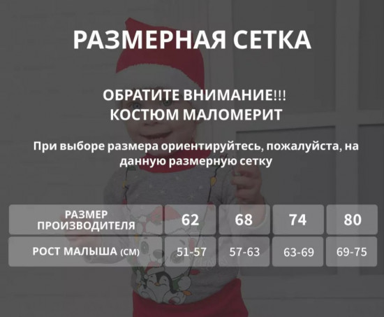 Новогодний костюм с колпаком для малышей