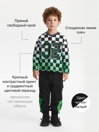 Лонгслив в клетку для мальчиков