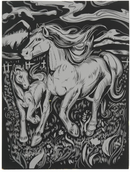 Гравюра «Лошади»