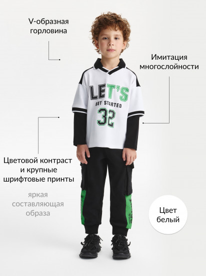 Поло с длинным рукавом с имитацией многослойности для мальчика с принтом