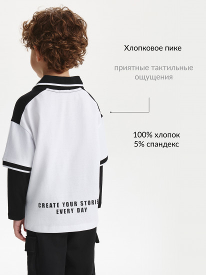 Поло с длинным рукавом с имитацией многослойности для мальчика с принтом