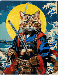 Картина по номерам с глиттером «Кот-самурай» - Фото 6