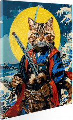 Картина по номерам с глиттером «Кот-самурай» - Фото 7