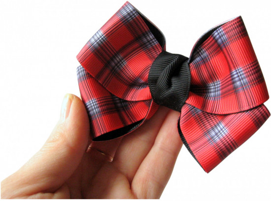 Набор бантов для волос на резинке «Red tartan»