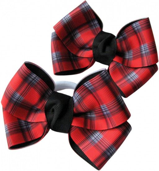 Набор бантов для волос на резинке «Red tartan»