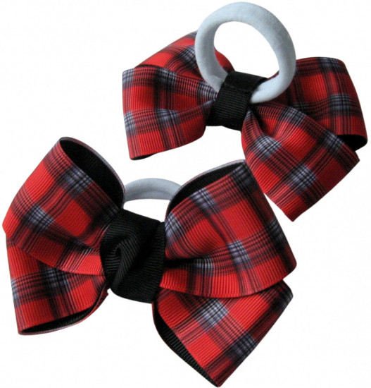 Набор бантов для волос на резинке «Red tartan»